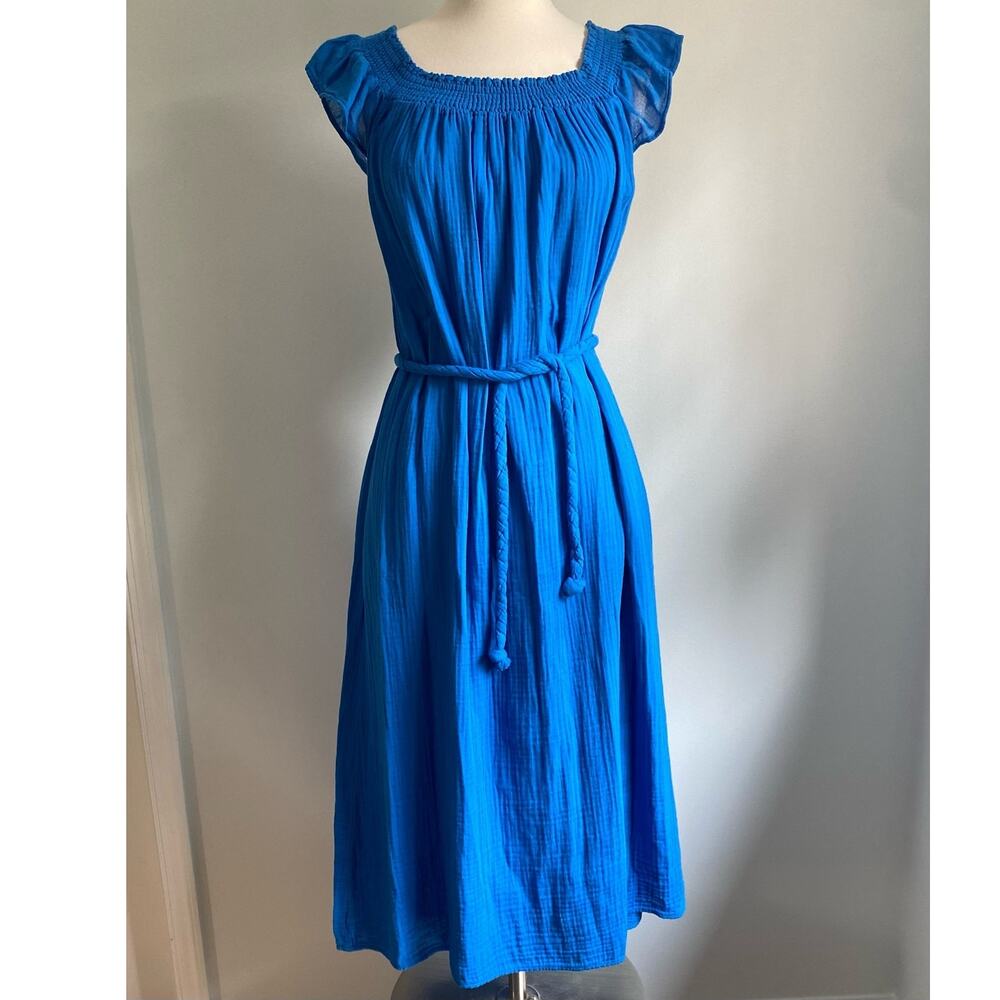 NWT Velvet Graham Spencer Justine Midi Dress XS Snorkel Gauze Cotton Resortwear